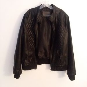 Plus Size Leather Jacket with Quilted Detail